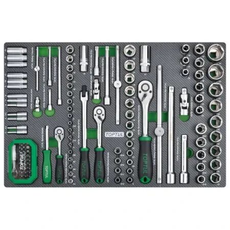 GEDC611 Набор инструментов 1/4", 3/8", 1/2" 126 пр. в мягком ложементе Carbon TOPTUL